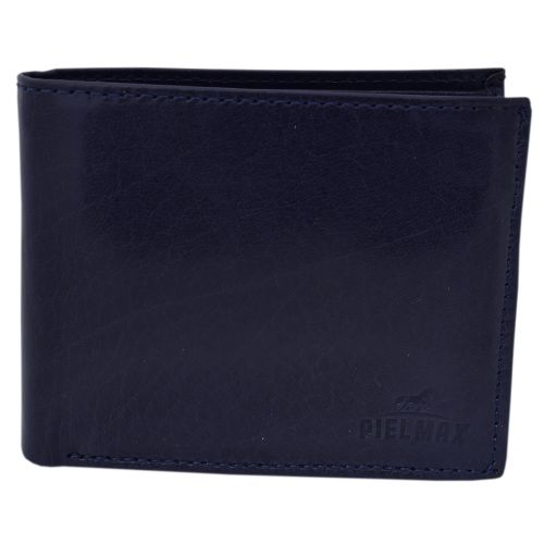 3 Flaps Navy Blue Leather Wallets