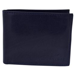 3 Flaps Navy Blue Leather Wallets